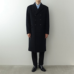 high button wool double coat