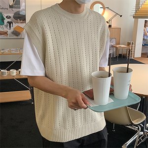 punching knit vest (2 colors)