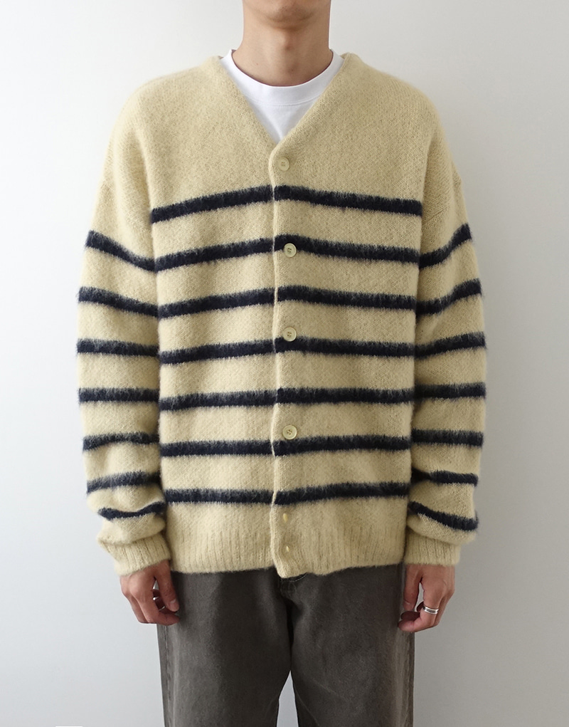 Mohair Wool Stripe Cardigan (3 colors)